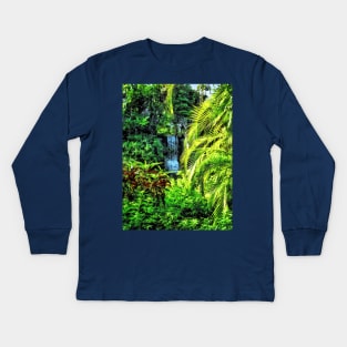 Caribbean - Bahamas - Tropical Waterfall Kids Long Sleeve T-Shirt